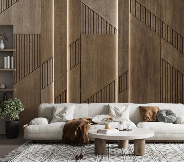 Panouri texturate din lemn cu design geometric Fototapet Panouri texturate din lemn cu design geometric