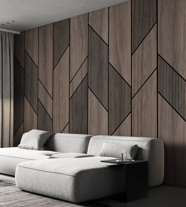 Fototapet Fototapet Model geometric pe suprafața lemnului. (SKU: u97427)