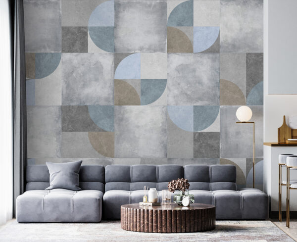Model geometric cu culori stinse Fototapet Model geometric cu culori stinse