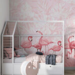 Fototapet Grup de flamingo roz