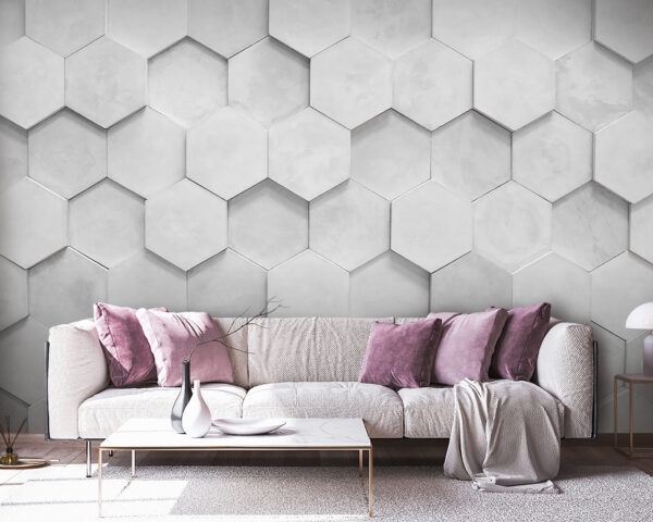 Hexagon alb pe o suprafață albă Fototapet Hexagon alb pe o suprafață albă