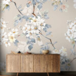 Fototapet Design floral delicat pe fundal bej