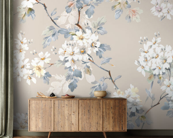 Design floral delicat pe fundal bej Fototapet Design floral delicat pe fundal bej