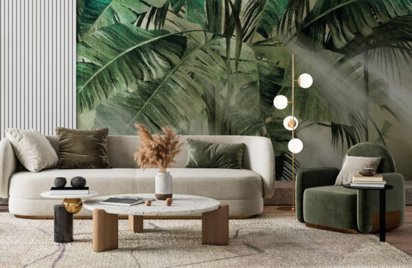 Fototapet Lumina soarelui pătrunde prin frunzele luxuriante