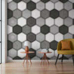 Fototapet Hexagon gri cu fundal alb