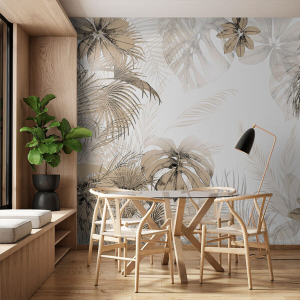 Frunze tropicale pe fundal alb Fototapet Frunze tropicale pe fundal alb