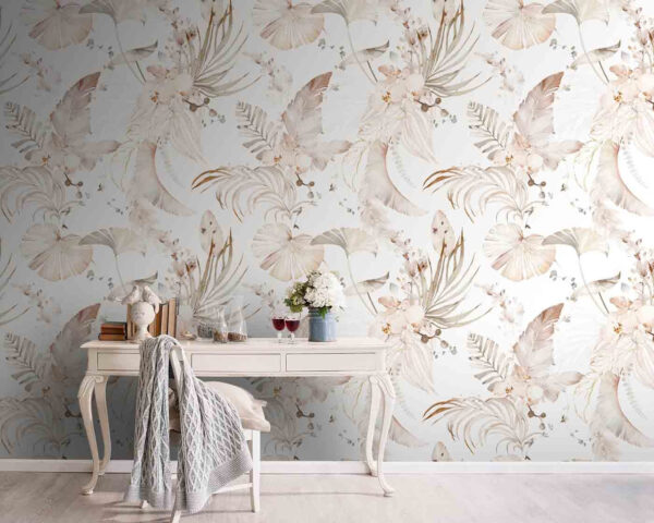 Fototapet Fototapet Model de flori și frunze (SKU: u96322)