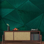 Fototapet Mozaic verde cu modele geometrice.