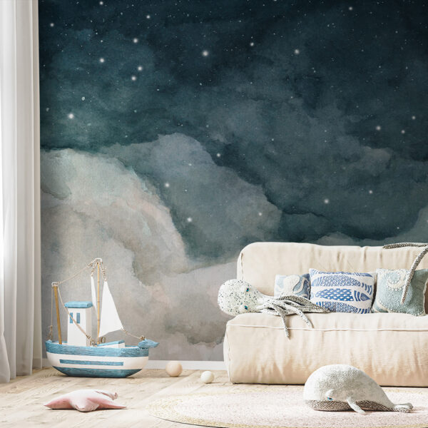 Fototapet Nori și stele pe cer