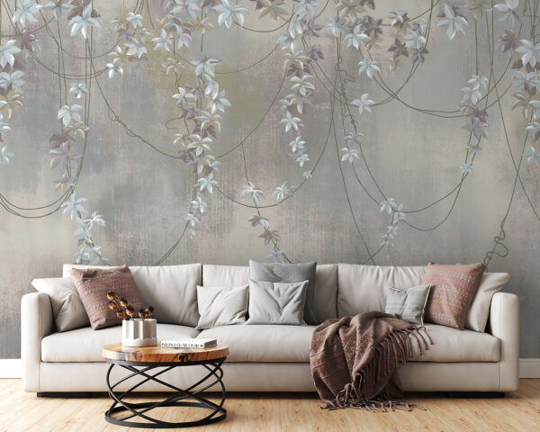 Fototapet Viță de vie delicată și flori moi împletite