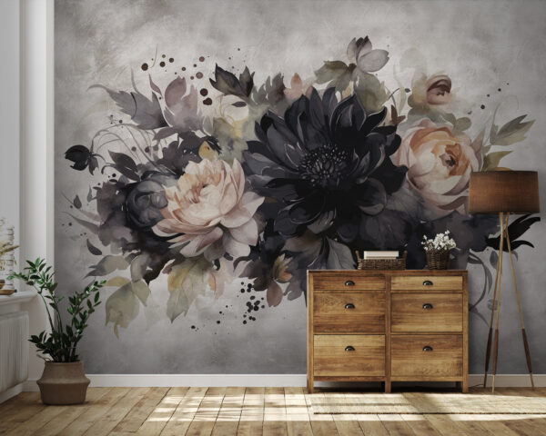 Pictură florală de epocă în tonuri stinse Fototapet Pictură florală de epocă în tonuri stinse