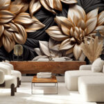 Fototapet Design elegant de artă florală metalică