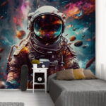 Fototapet Astronaut plutind printre resturi cosmice.