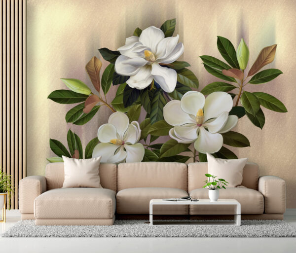 Inflorescențe elegante cu frunze verzi luxuriante Fototapet Inflorescențe elegante cu frunze verzi luxuriante
