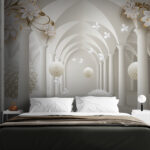 Fototapet Sală elegantă cu sfere florale plutitoare