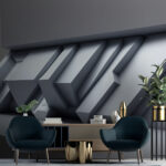 Fototapet Perete alb cu forme geometrice
