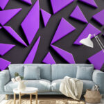 Fototapet Triunghiuri violet pe o suprafață neagră