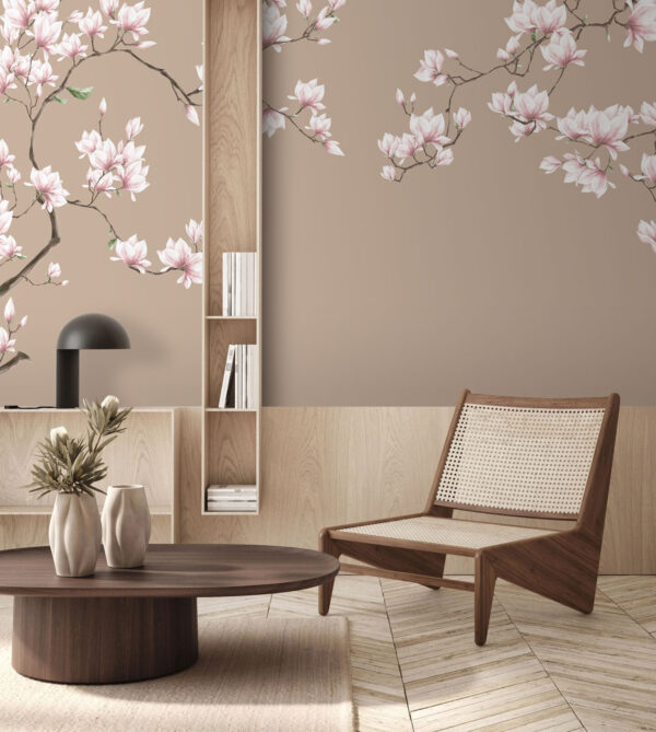 Ramuri de magnolie înflorite în pastel Fototapet Ramuri de magnolie înflorite în pastel