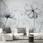 Fototapet Flori delicate în design monocrom.