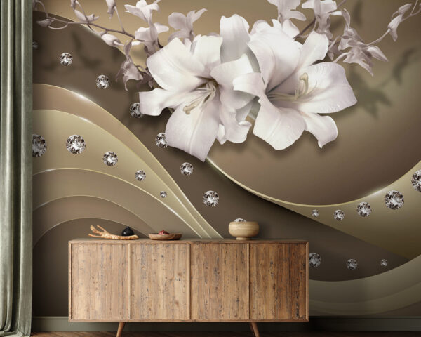 Flori elegante cu accente subtile Fototapet Flori elegante cu accente subtile