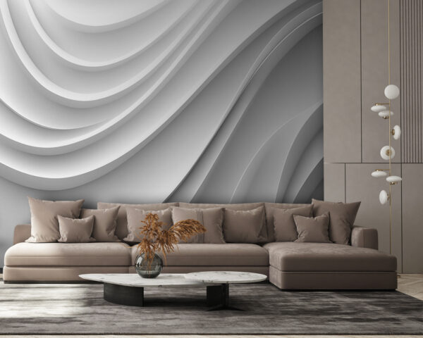Design alb abstract neted, stratificat Fototapet Design alb abstract neted, stratificat