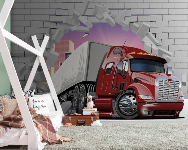 Camionul sparge zidul Fototapet Camionul sparge zidul