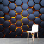 Fototapet Hexagon cu lumini portocalii