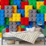 Fototapet Colorat blocuri de construcție puzzle interlocking.