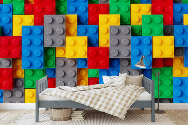 Colorat blocuri de construcție puzzle interlocking Fototapet Colorat blocuri de construcție puzzle interlocking