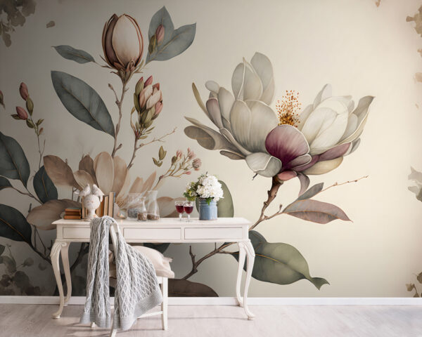 Magnolia înflorește în eleganță grațioasă Fototapet Magnolia înflorește în eleganță grațioasă
