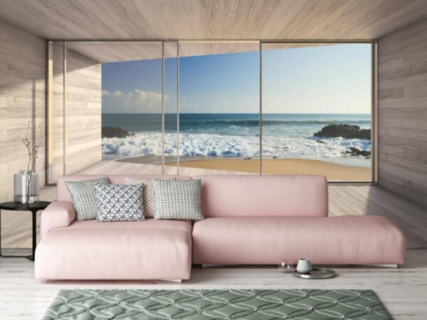 Vedere la ocean din camera modernă Fototapet Vedere la ocean din camera modernă