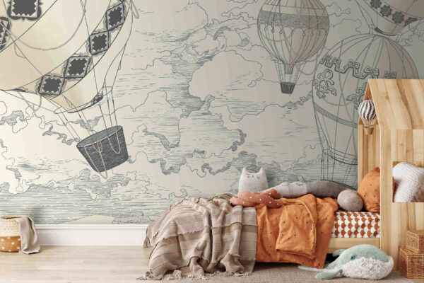 Desenul unui balon cu aer cald Fototapet Desenul unui balon cu aer cald