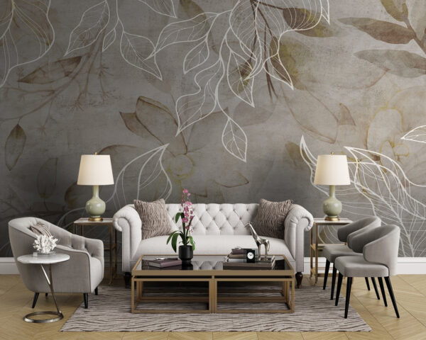 Design floral elegant cu linii delicate Fototapet Design floral elegant cu linii delicate