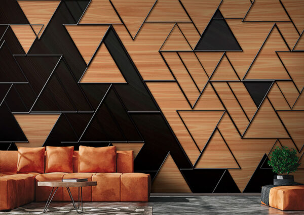 Triunghiuri geometrice cu textură de lemn Fototapet Triunghiuri geometrice cu textură de lemn