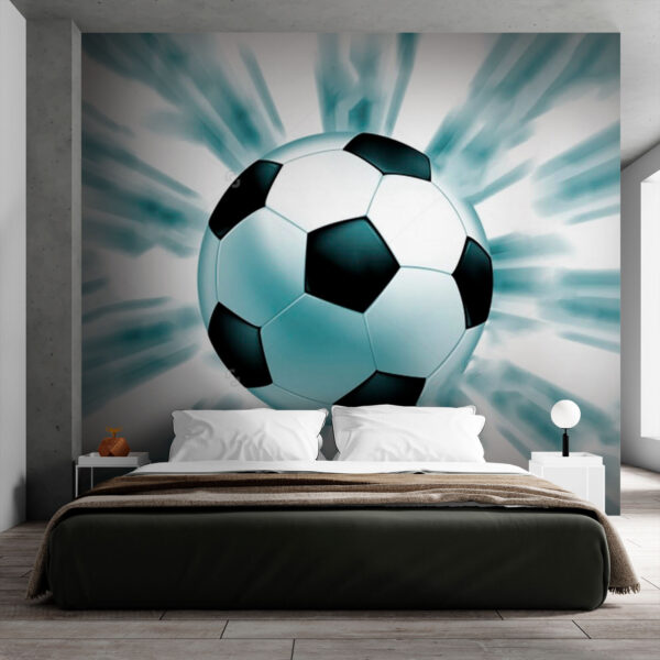 Minge de fotbal cu mișcare dinamică Fototapet Minge de fotbal cu mișcare dinamică