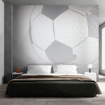 Fototapet Model geometric de fotbal în scală de gri.