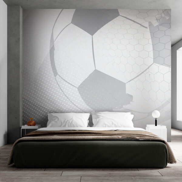 Model geometric de fotbal în scală de gri Fototapet Model geometric de fotbal în scală de gri