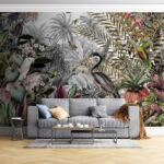 Fototapet Paradis tropical cu animale sălbatice exotice.