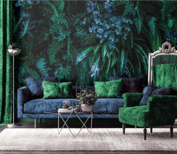 Frunziș verde luxuriant, textură vibrantă Fototapet Frunziș verde luxuriant, textură vibrantă