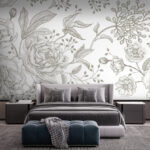 Fototapet Design floral delicat în nuanțe moi