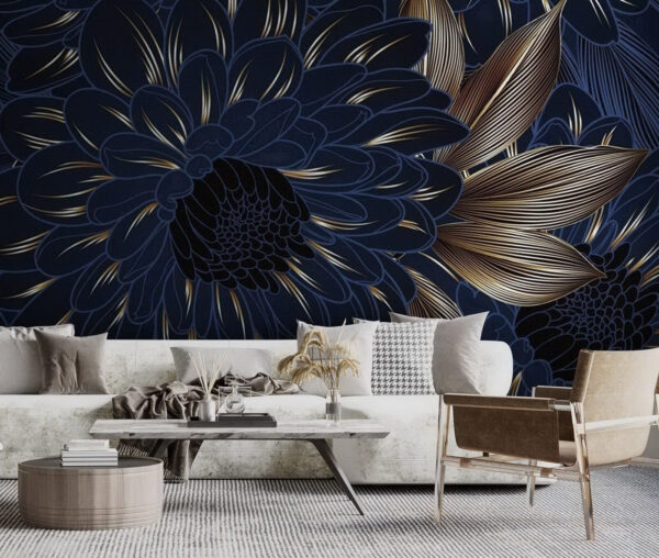 Design floral elegant cu tonuri întunecate Fototapet Design floral elegant cu tonuri întunecate
