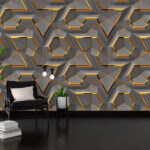 Fototapet Hexagoane metalice cu cusături luminoase