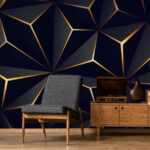 Fototapet Desen geometric abstract negru și chihlimbar.