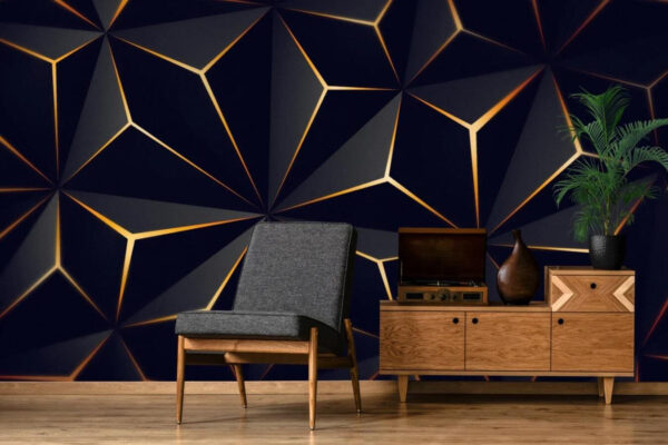 Fototapet Fototapet Desen geometric abstract negru și chihlimbar. (SKU: u72104)
