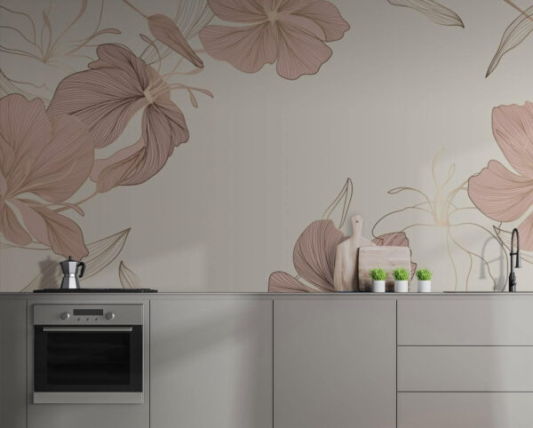 Delicate florale linie art design Fototapet Delicate florale linie art design