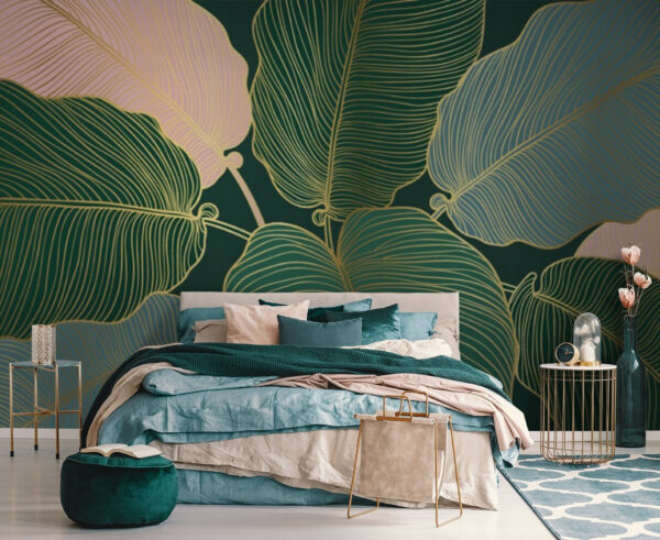 Frunze tropicale în design ingenios Fototapet Frunze tropicale în design ingenios