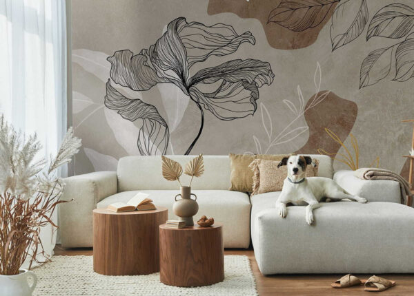 Design floral elegant cu linii de artă Fototapet Design floral elegant cu linii de artă