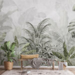 Fototapet Vegetație luxuriantă cu frunze tropicale.