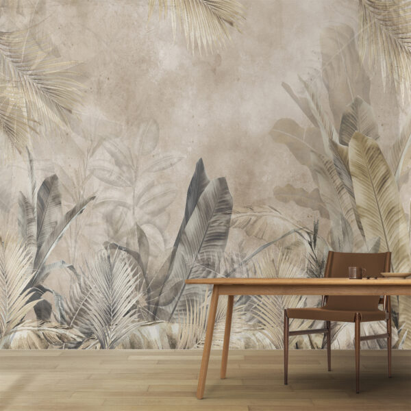 Fototapet Frunze tropicale cu tonuri mute