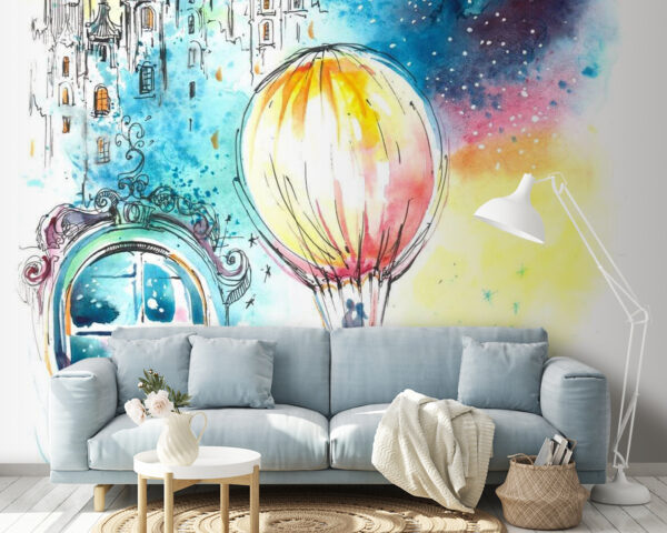 Balon cu aer cald pe cer Fototapet Balon cu aer cald pe cer